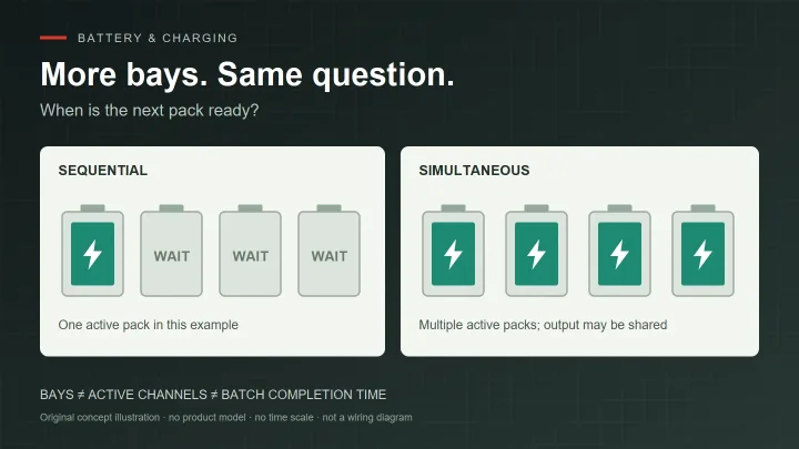 Original diagram comparing sequential and simultaneous charging; not a real charger or measured curve