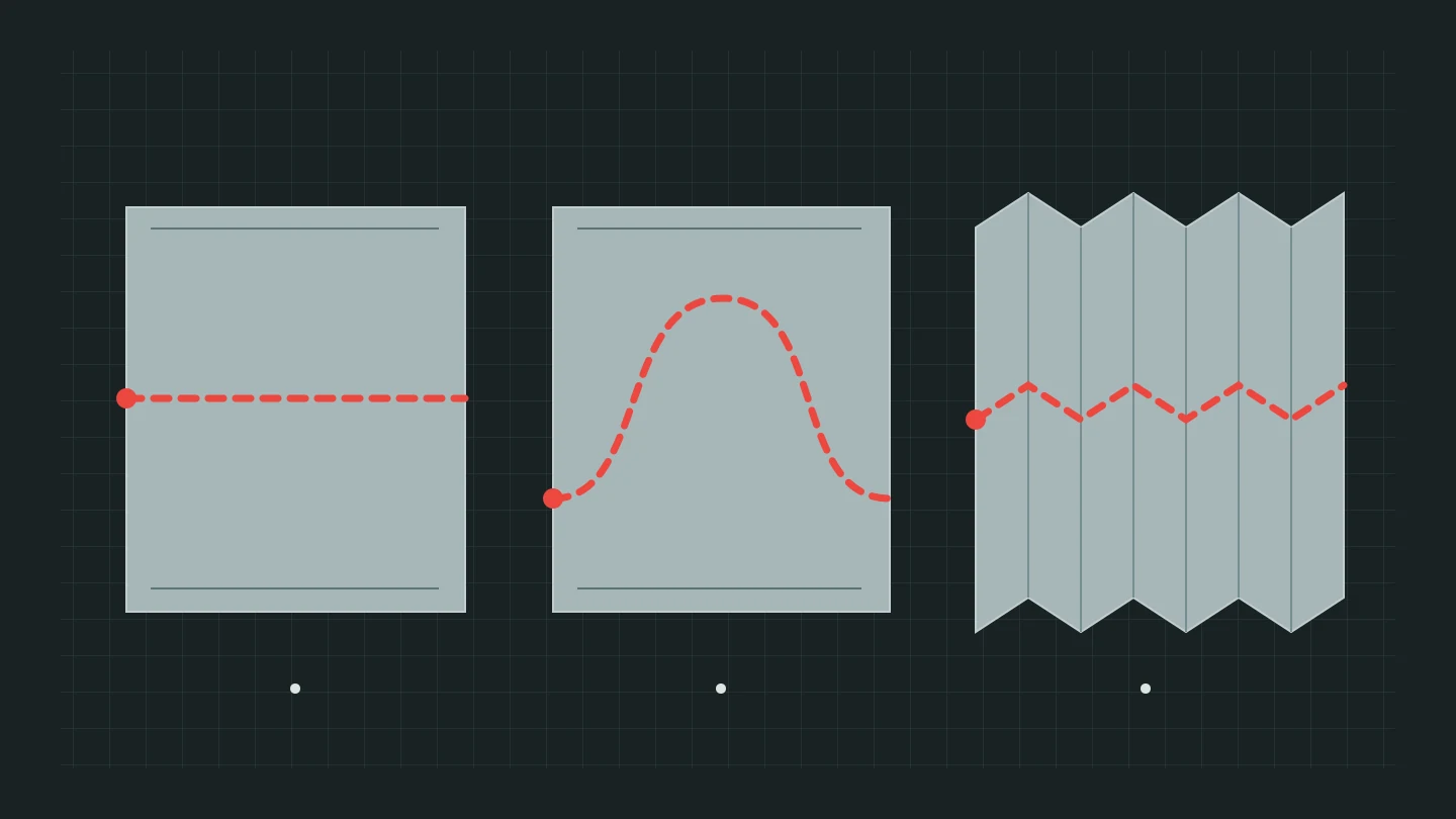 Original conceptual diagram of straight, curved and profiled sheet cutting paths; no real machine or dimensions